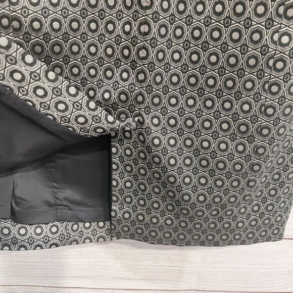 Brooks Brothers Sheath Dress Black Silver Geometric Star Jacguard Size 2 Office - Picture 7 of 11